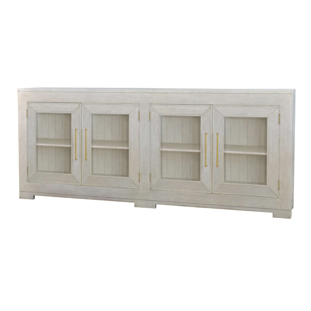 Fleet 4 Door Sideboard w/ Glass - Off White