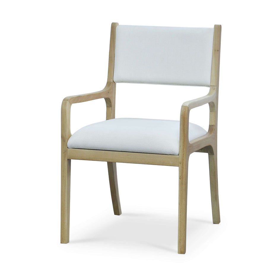 Norfolk Dining Chair In Fruitwood w/ Arctic White Performance Fabric