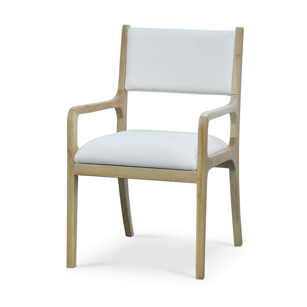 Norfolk Dining Chair In Fruitwood w/ Arctic White Performance Fabric