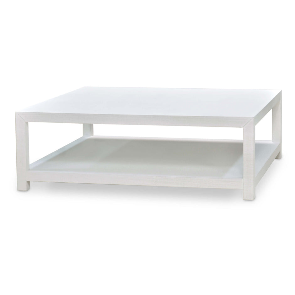 Milan Square Linen Wrapped Cofffee Table - Linen Dove White