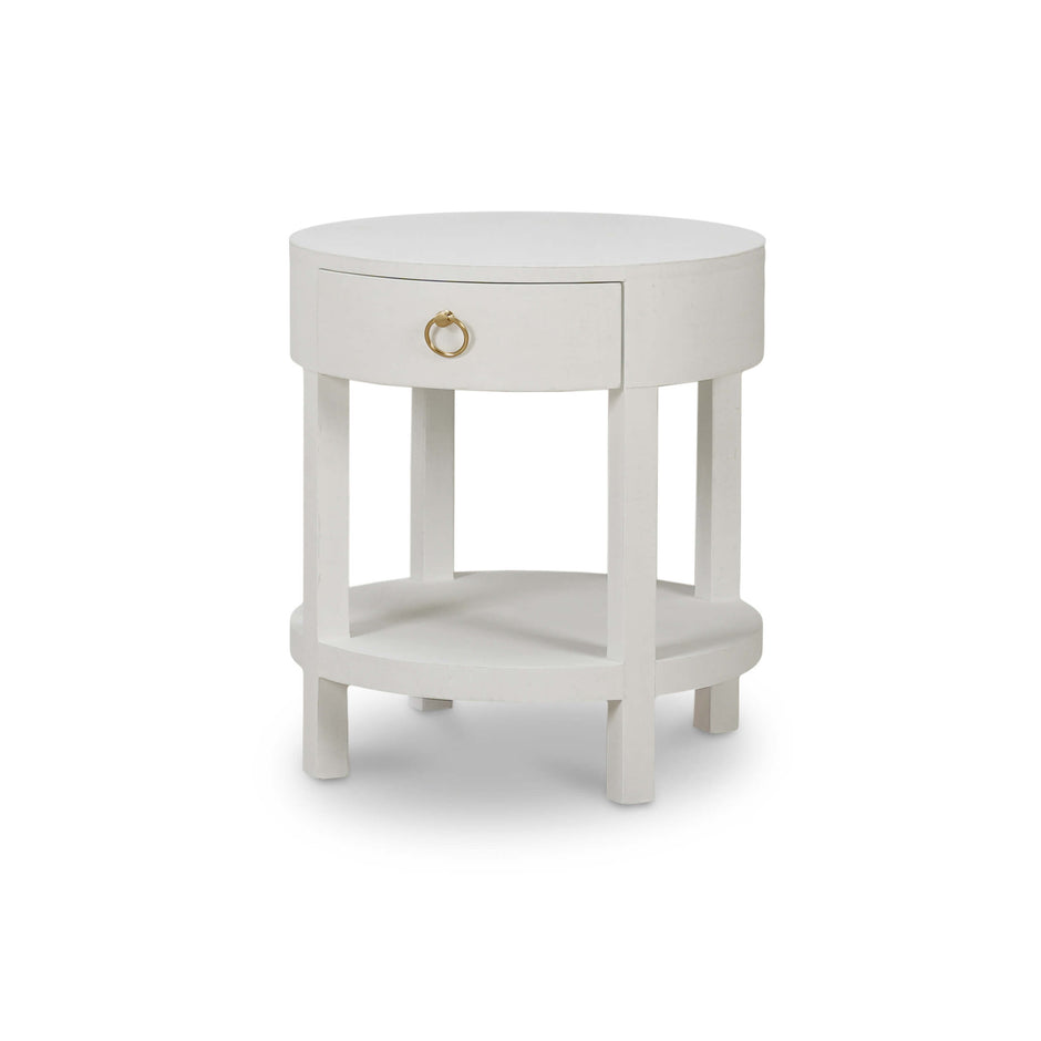 Milan Linen Wrapped Side Table - Linen Dove White