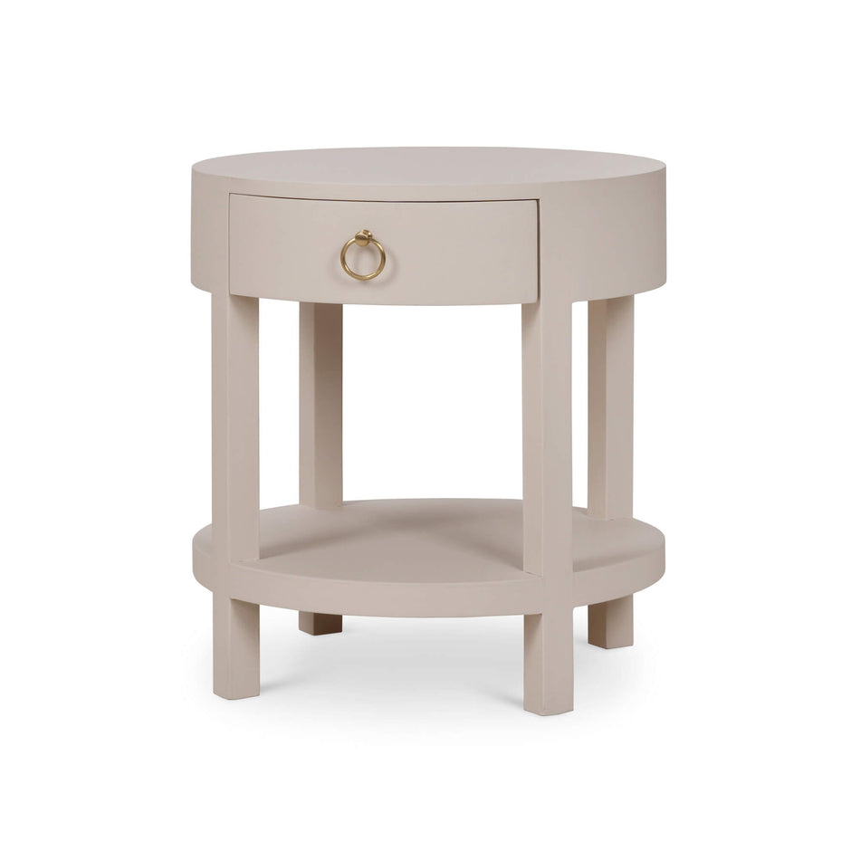 Milan Linen Wrapped Side Table in Putty