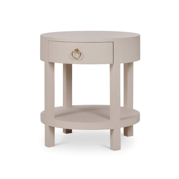 Milan Linen Wrapped Side Table in Putty