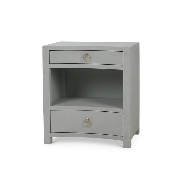 Mornington Open Shelf Bedside Table Linen Wrapped in Pale Blue