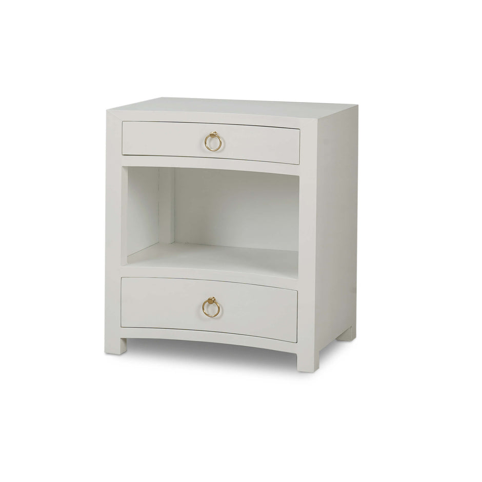 Mornington Open Shelf Bedside Table Linen Wrapped in True White
