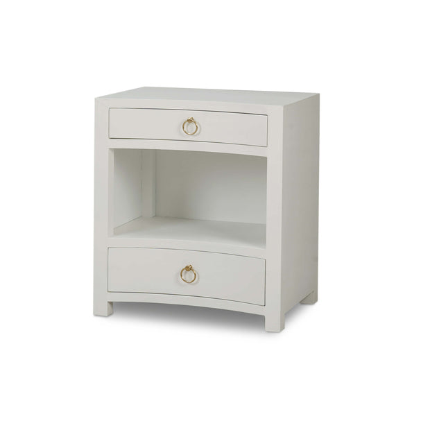 Mornington Open Shelf Linen Wrapped Bedside Table - Linen True White