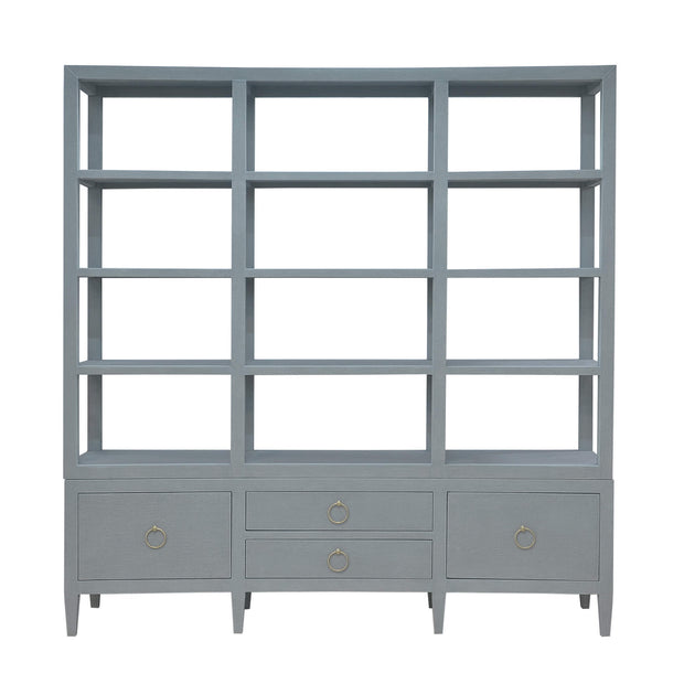 Westminster Large Linen Wrapped Concave Shelving Unit - Linen Pale Blue * lightly sanded to give a light weathered appearance.