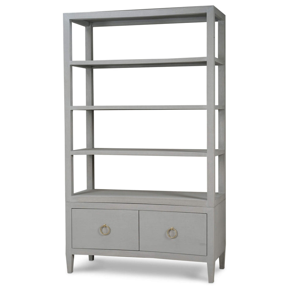 Westminster Concave Linen Wrapped Shelving Unit - Linen Ice Grey
