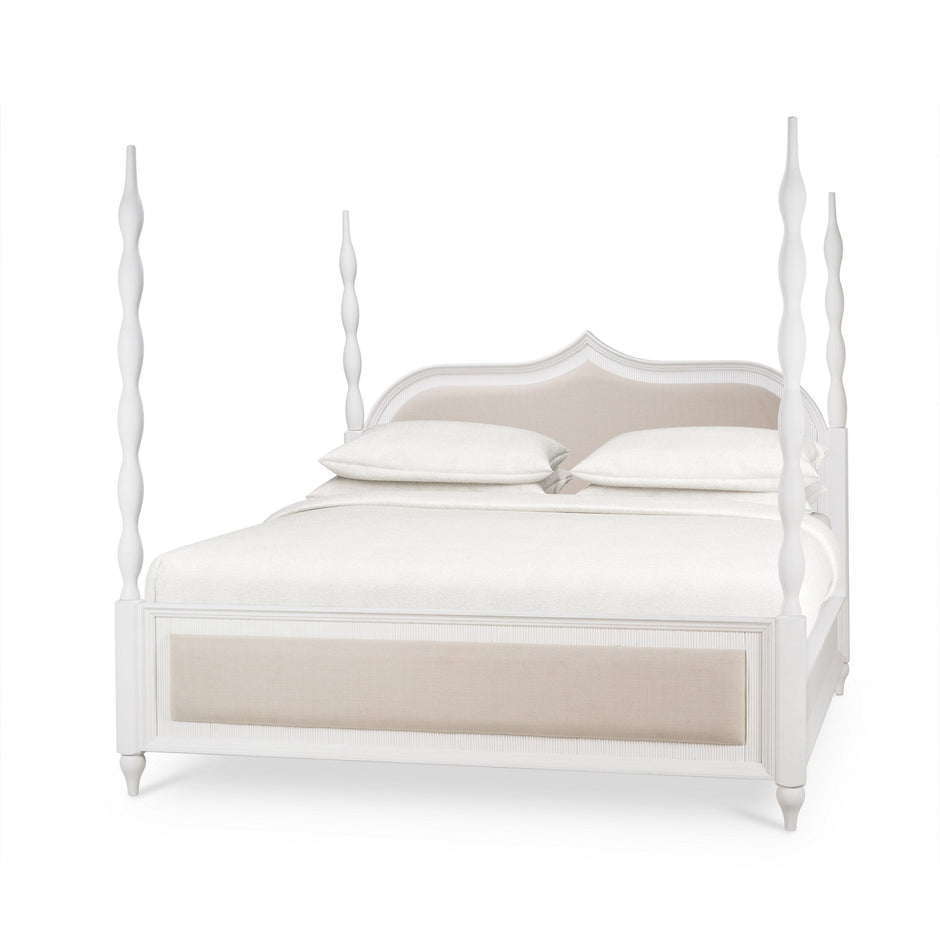 Brighton Upholstered Back Bed - Rugged White (Premium +10% up charge)