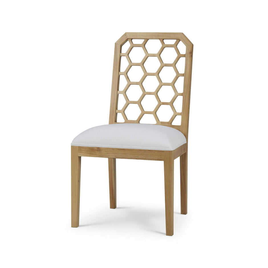 Ceylon Dining Chair in Fruitwood w/ Arctic White Performance Fabric