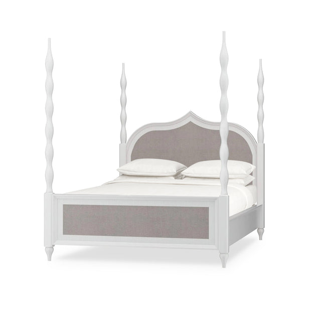 Brighton Upholstered Back Bed Queen - True White * (comes without distressing)