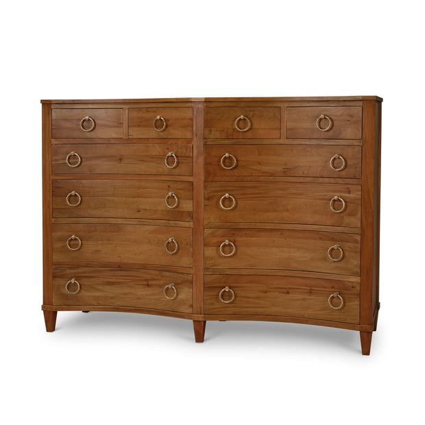 Bow 12 Drawer Dresser - Antique French Oak (*this finish requires bleaching, which often leads to variations in wood color)