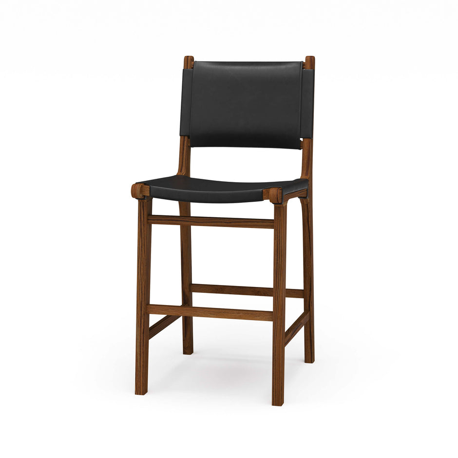 Logan Counter Stool w/ Leather - Teak