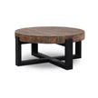 Tuscan Teak Round Coffee Table in Tuscan Brown w/ Metal Base in Vintage Rust