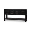Tuscan Rustic Distressed Teak Console Table w/ 8 Drawers