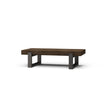 Tuscan Rustic Distressed Rectangular Coffee Table w/ Metal - Teak