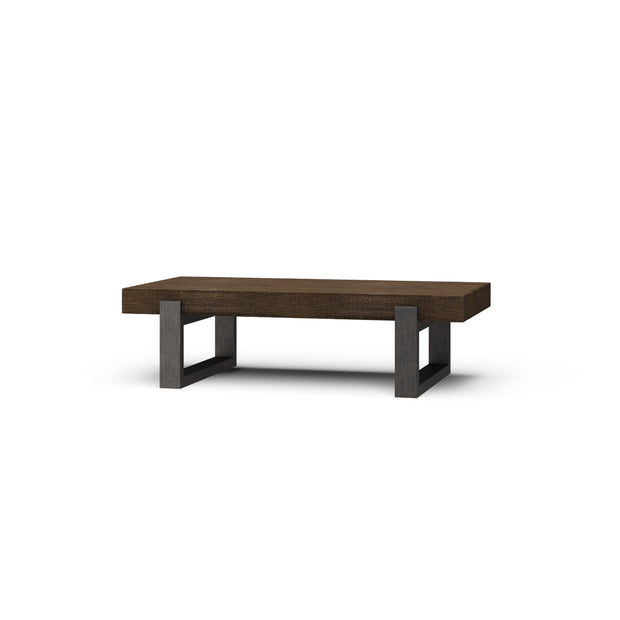 Tuscan Rustic Distressed Rectangular Coffee Table w/ Metal - Teak