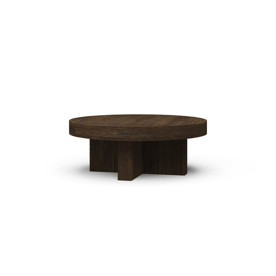 Tuscan Rustic Distressed Round Coffee Table - Teak