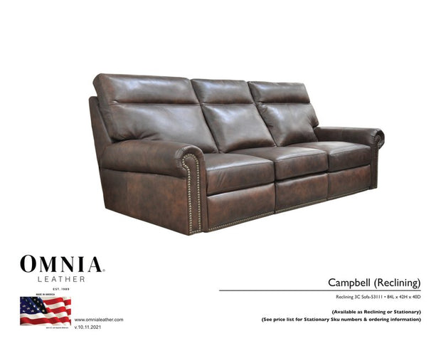 Campbell Recl Sofa - OMNIA Leather Furniture
