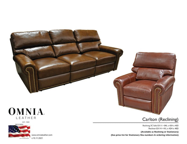 Carlton Recl Sofa Chair - OMNIA Leather Furniture