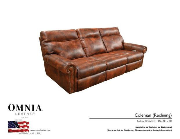 Coleman Recl Sofa - OMNIA Leather Furniture