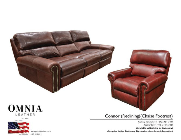 Connor Recl Sofa Chair - OMNIA Leather Furniture