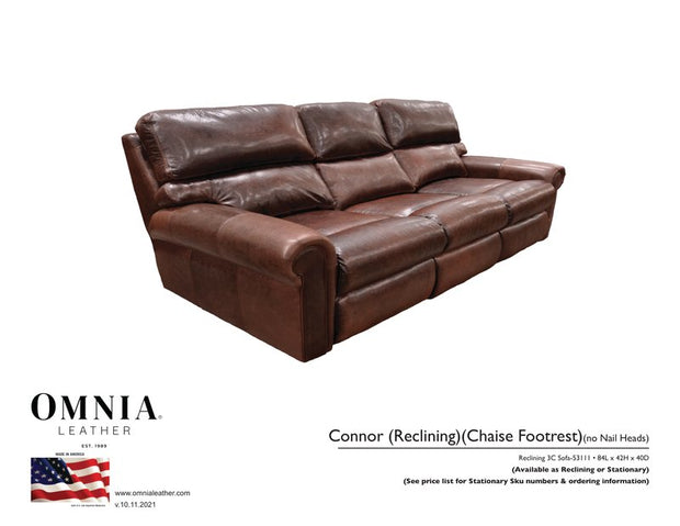 Connor Recl Sofa No Nail Heads - OMNIA Leather Furniture