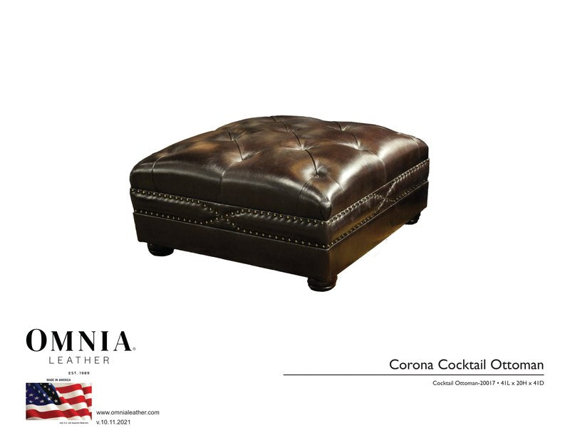 Corona Cocktail Ottoman - OMNIA Leather Furniture