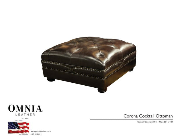 Corona Cocktail Ottoman - OMNIA Leather Furniture