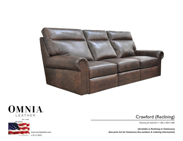 Crawford Recl Sofa - OMNIA Leather Furniture