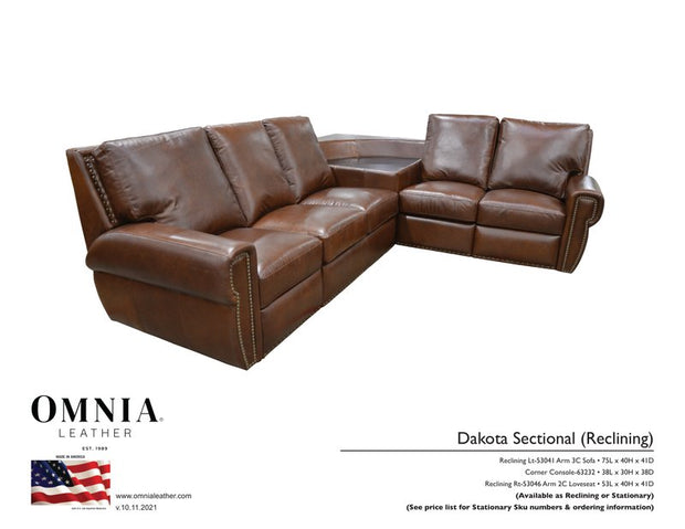 Dakota Recl Sectional - OMNIA Leather Furniture