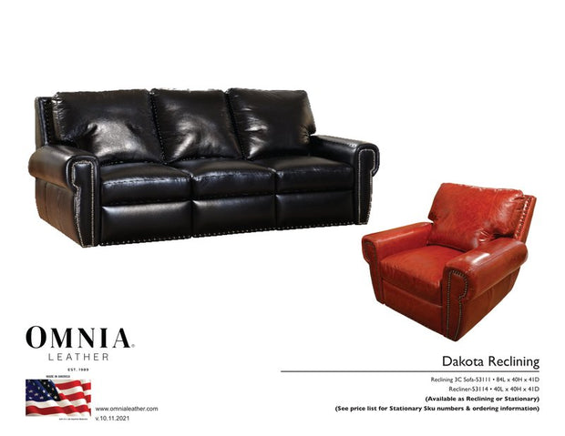 Dakota Recl Sofa Chair - OMNIA Leather Furniture