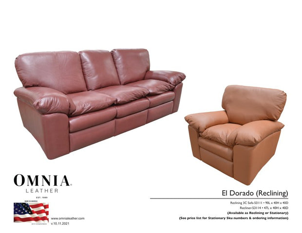 El Dorado Recl Sofa Chair - OMNIA Leather Furniture