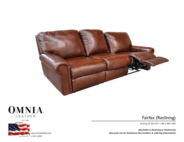 Fairfax Recl Sofa - OMNIA Leather Furniture