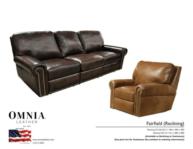 Fairfield Recl Sofa Chair - OMNIA Leather Furniture