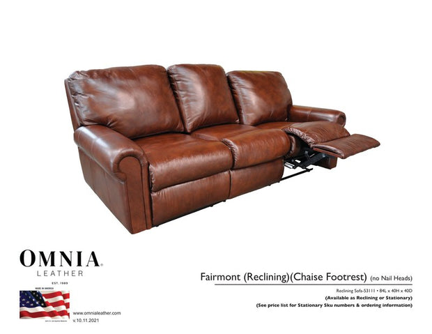 Fairmont Recl Sofa No Nail Heads - OMNIA Leather Furniture