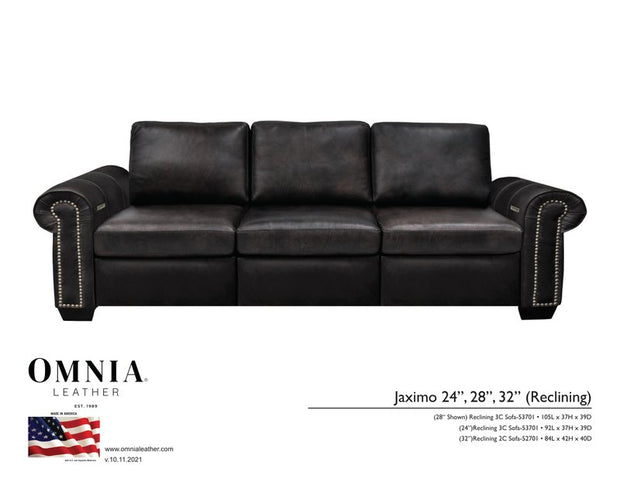 Jaximo 24,28,32 inch Recl Sofa - OMNIA Leather Furniture