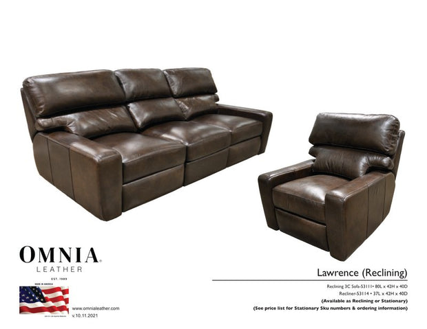 Larwrence Recl Sofa Chair - OMNIA Leather Furniture