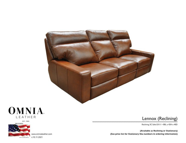 Lennox Recl Sofa - OMNIA Leather Furniture
