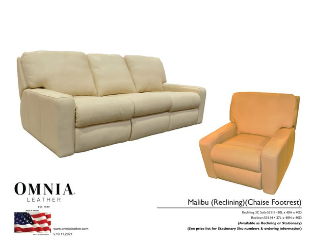 Malibu Recl Sofa Chair - OMNIA Leather Furniture