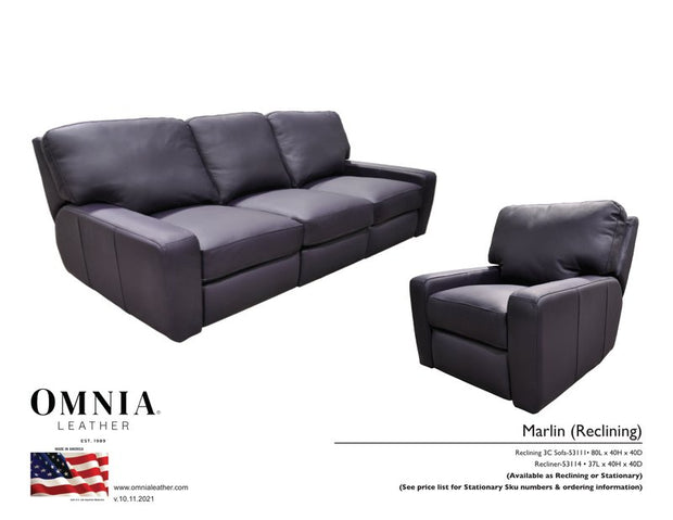 Marlin Recl Sofa Chair - OMNIA Leather Furniture