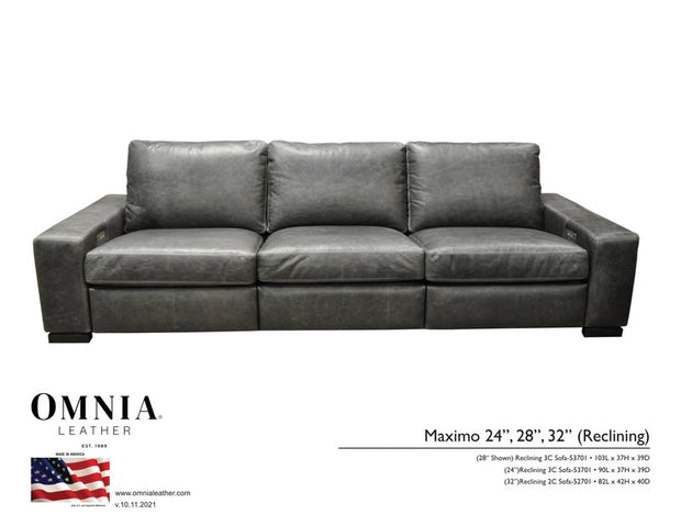 Maximo 24,28,32 inch Recl Sofa - OMNIA Leather Furniture