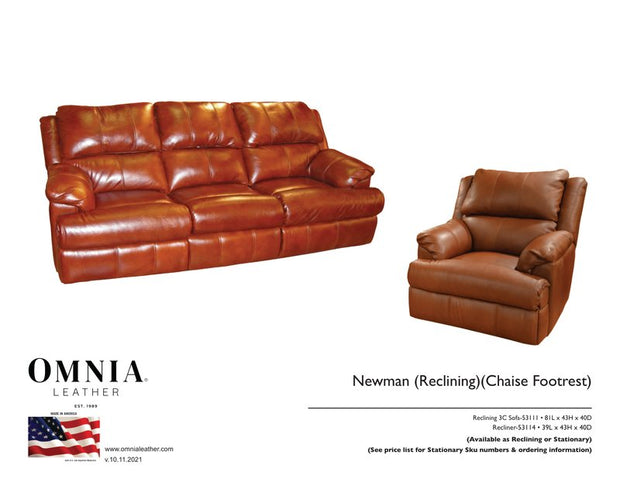 Newman Recl Sofa Chair - OMNIA Leather Furniture