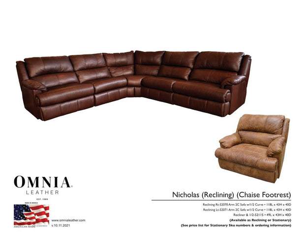 Nicholas Recl Sofa Chair - OMNIA Leather Furniture