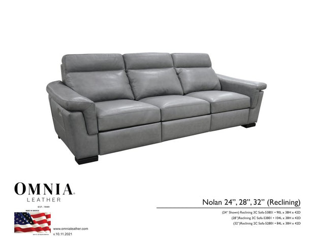 Nolan 24,28,32 inch Recl Sofa - OMNIA Leather Furniture