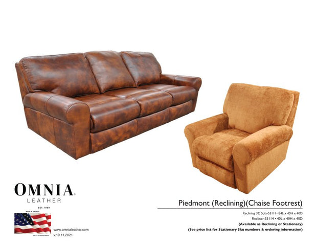 Piedmont Recl Sofa Chair - OMNIA Leather Furniture