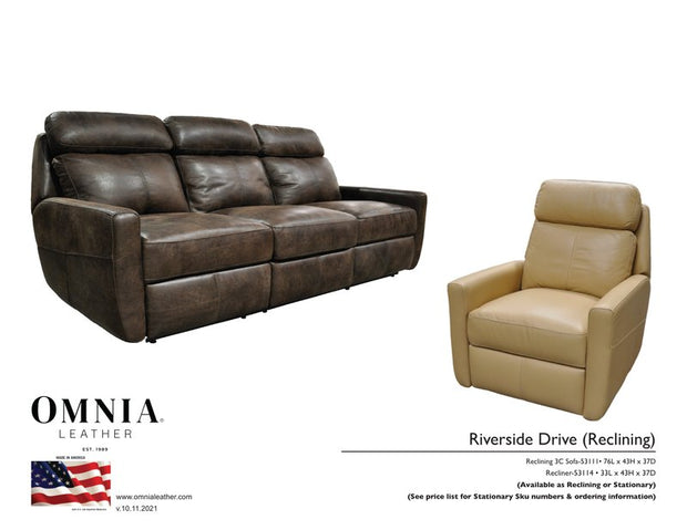 Riverside Drive Recl Sofa Chair - OMNIA Leather Furniture