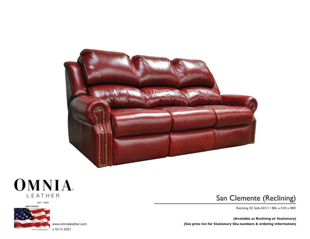 San Clemente Recl Sofa - OMNIA Leather Furniture
