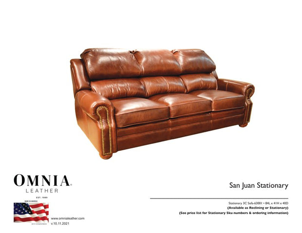 San Juan Stationary Sofa - OMNIA Leather Furniture