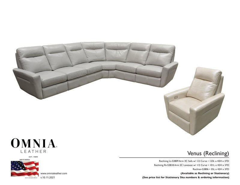 Venus Recl Sofa Chair - OMNIA Leather Furniture